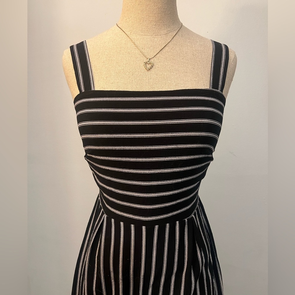Black and White Striped Jumpsuit